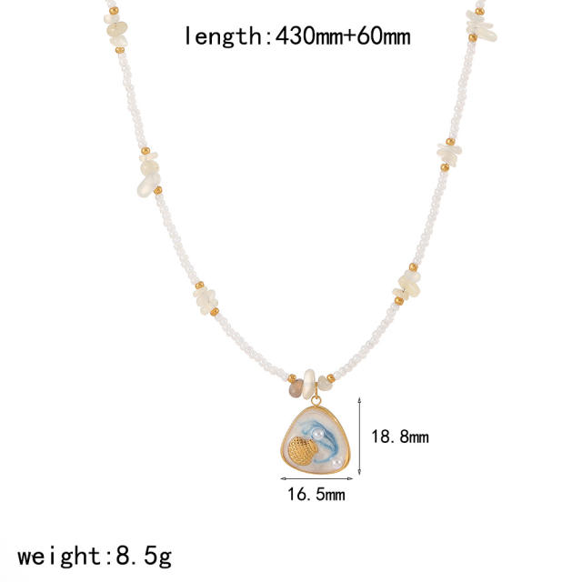 Stainless Steel DIY Pendant Necklace Women's bead chain Ocean Wind Necklace