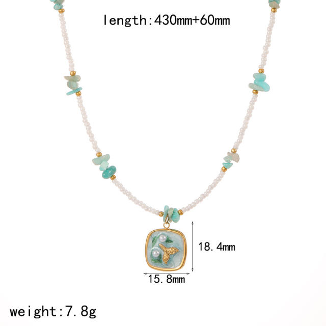 Stainless Steel DIY Pendant Necklace Women's bead chain Ocean Wind Necklace