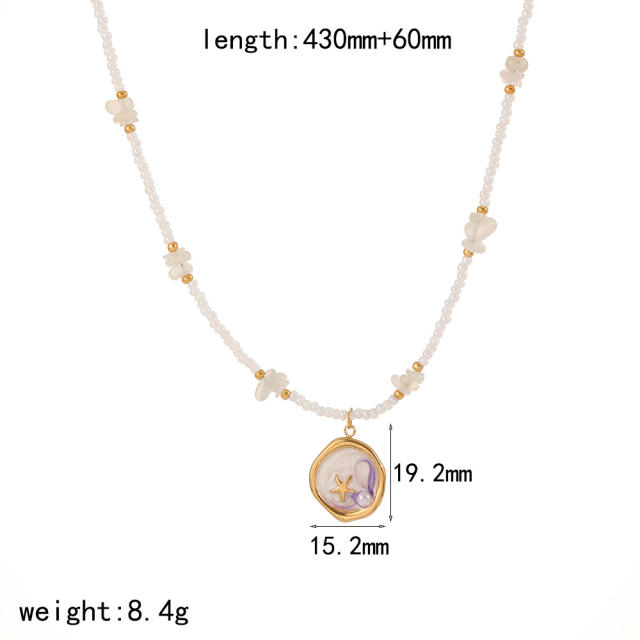 Stainless Steel DIY Pendant Necklace Women's bead chain Ocean Wind Necklace