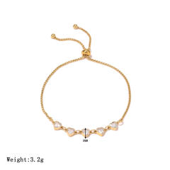 Hot-selling Zircon Heart-to-Heart Adjustable stainless steel Bracelet