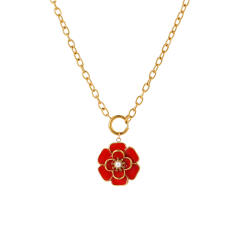 Elegant enamel Camellia Flower stainless steel Necklace earrings suit