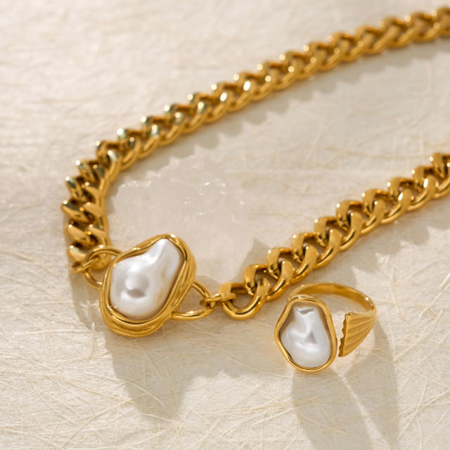 18k Gold Electroplated stainless Steel Simple Cuban Chain necklace choker