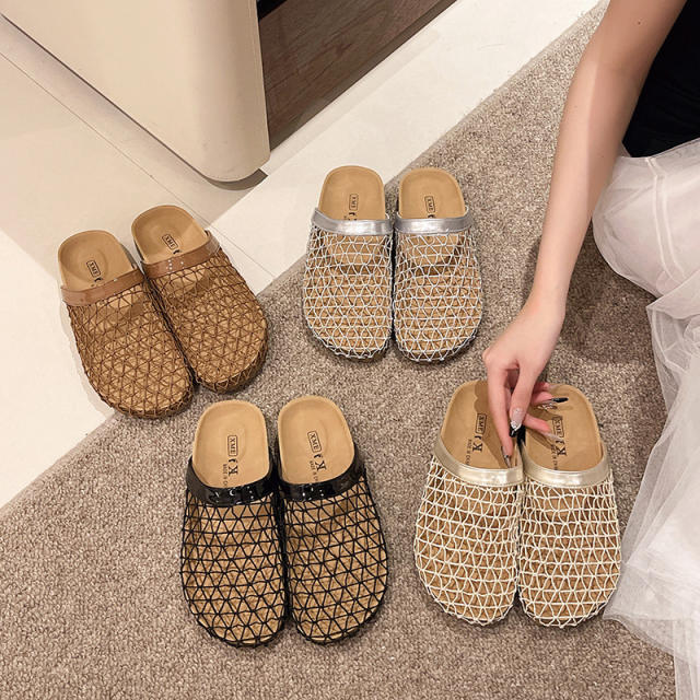 New Fishing Net Slippers Women's Summer New Slip-on Hollow Mesh Slippers