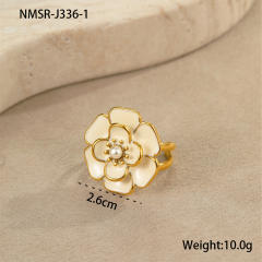 Elegant enamel Camellia Flower stainless steel Necklace earrings suit
