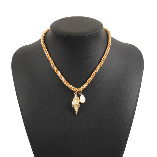 ZA Holiday Wind Conch Sea Star Shell Fish Pendant Necklace Summer Marine Life necklace