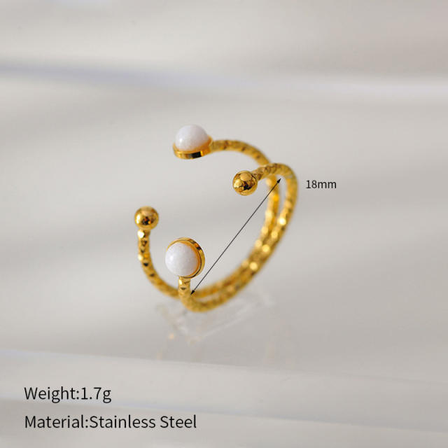 French Style Ins Palace Style Oval Natural Stone stainless steel Rings