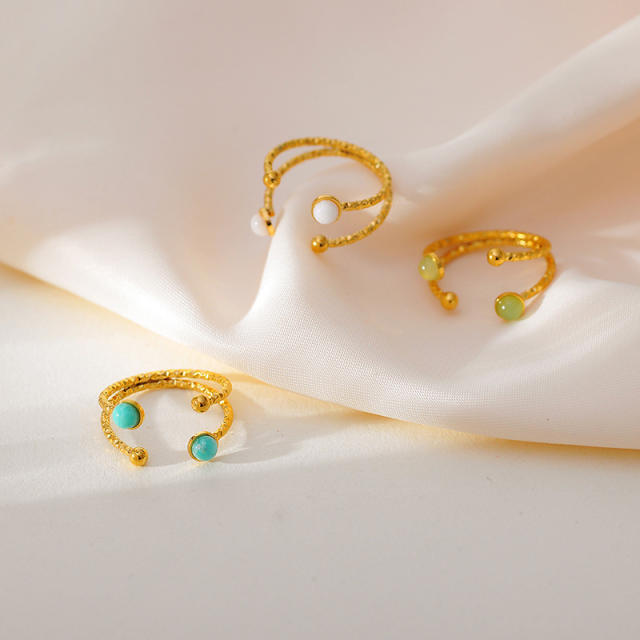French Style Ins Palace Style Oval Natural Stone stainless steel Rings