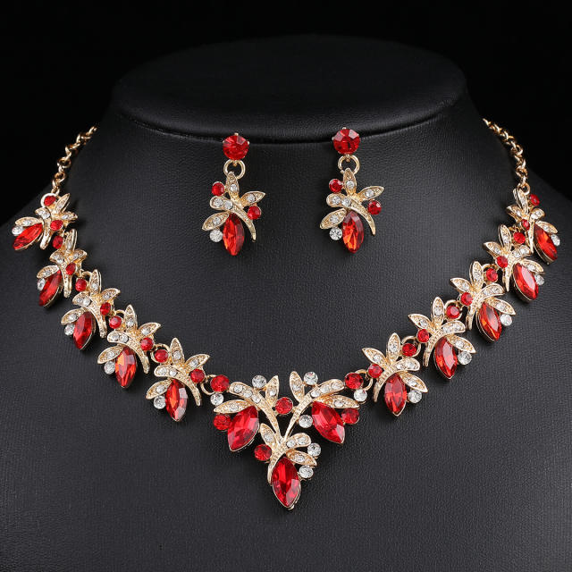 Earrings Necklace suit Alloy Glass Crystal Inlaid Wedding Dress Matching Jewelry