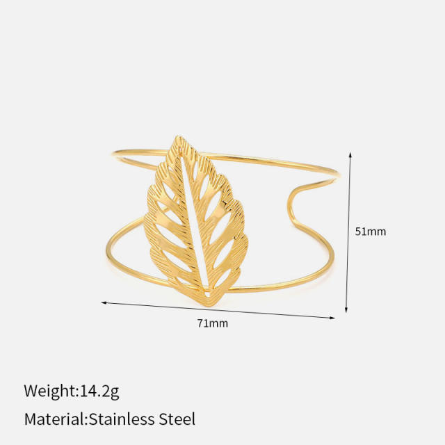 Exaggerated Zircon Three-dimensional Butterfly Leaf Opening Bracelet stainless steel bangle bracelet