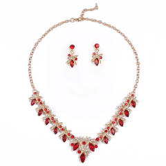 Earrings Necklace suit Alloy Glass Crystal Inlaid Wedding Dress Matching Jewelry