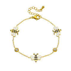 Cartoon enamel bee stainless steel bracelet