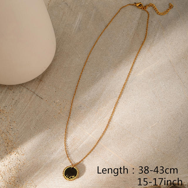 Double Layer Obsidian Natural Stone Water Drop Pendant stainless steel Necklace