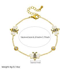 Cartoon enamel bee stainless steel bracelet