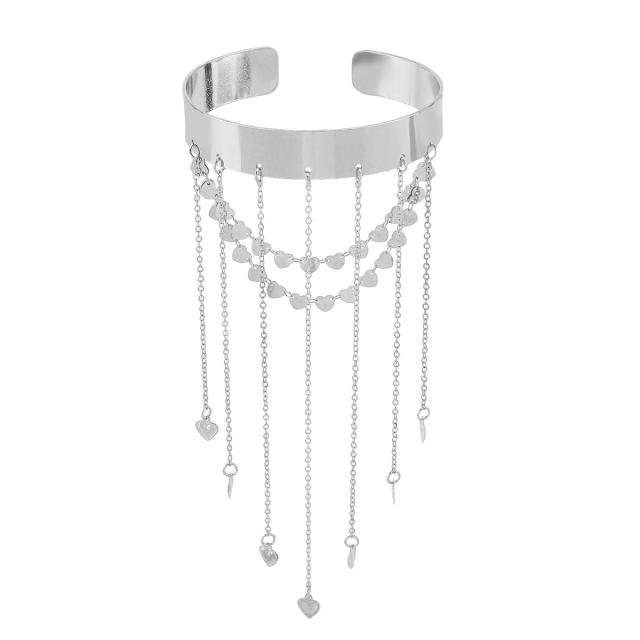 Sweet heart chain tassel metal arm bangle summer jewelry