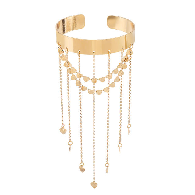 Sweet heart chain tassel metal arm bangle summer jewelry