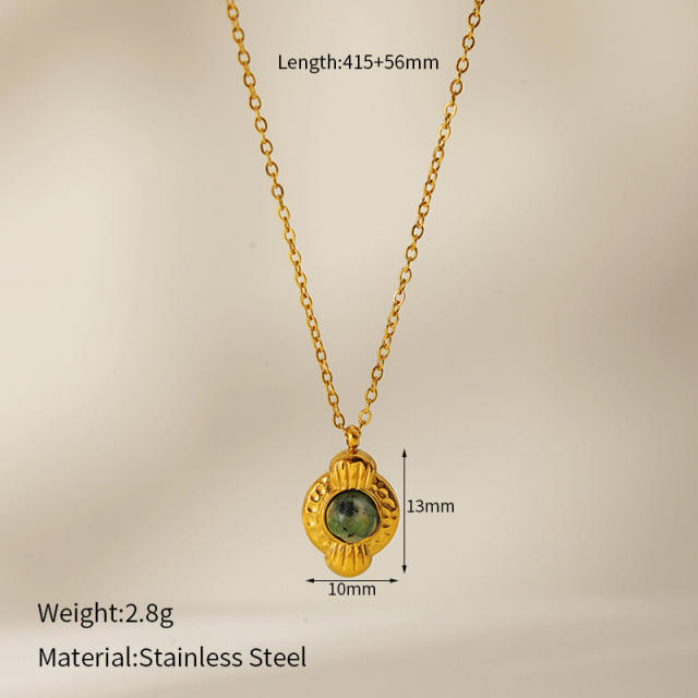 Stasinless steel African turquoise natural stone pendant necklace holiday french trend necklace