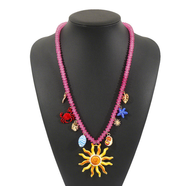 Boho ocean series bead necklace multi element charm choker necklace
