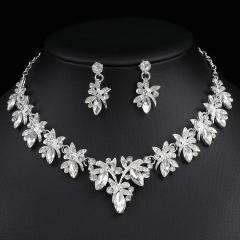 Earrings Necklace suit Alloy Glass Crystal Inlaid Wedding Dress Matching Jewelry
