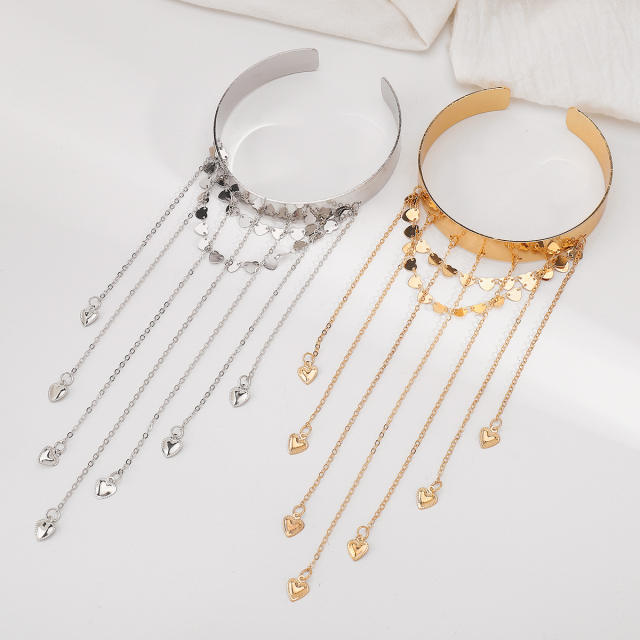 Sweet heart chain tassel metal arm bangle summer jewelry