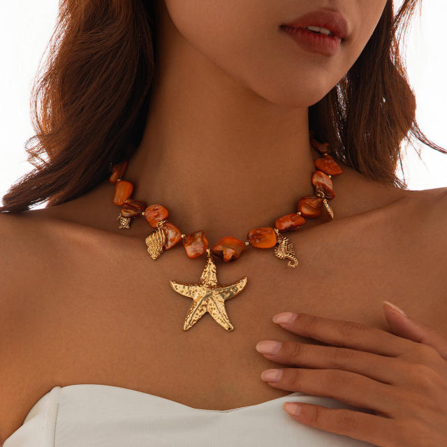 INS ocean wind shell starfish necklace bracelet suit holiday irregular necklace jewelry