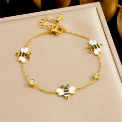 Cartoon enamel bee stainless steel bracelet