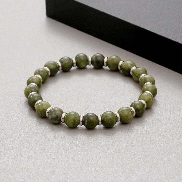 Natural stone geometric beaded bracelet 8mm tiger eye stainless steel beaded bracelet for men women
