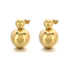 18KG hollow ball bead stainless steel earrings