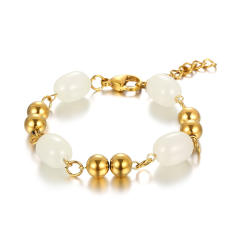 Fashion Golden Beaded mix resin bead stainless steel Bracelet