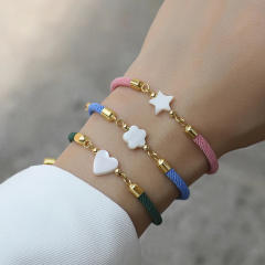 Natural freshwater shell love star five-leaf flower accessories Milan line bracelet