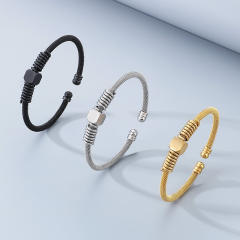 Stainless Steel Advanced Sense Steel Wire Cable Bangle Bracelet Engraving DIY Jewelry