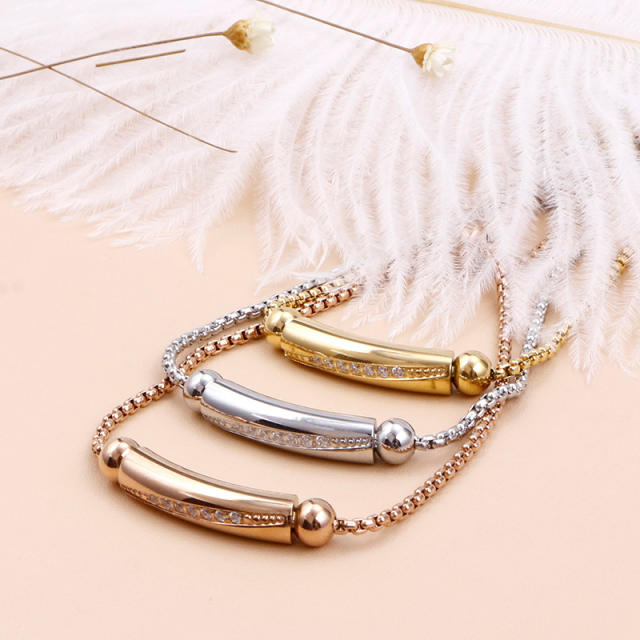 Fashion Diamond Long bar Bracelet Zircon Geometric stainless steel Bracelet