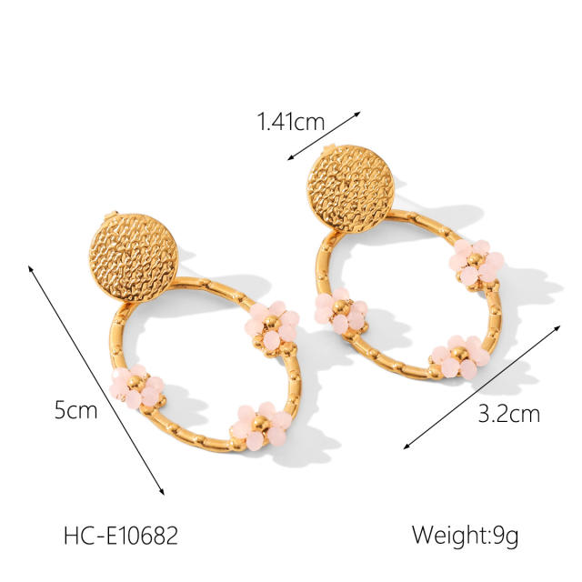 18K Gold Stainless Steel Butterfly Inlaid Zircon Pearl enamel earrings