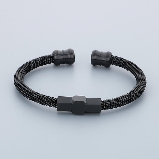 Stainless Steel Advanced Sense Steel Wire Cable Bangle Bracelet Engraving DIY Jewelry