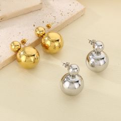 18KG hollow ball bead stainless steel earrings