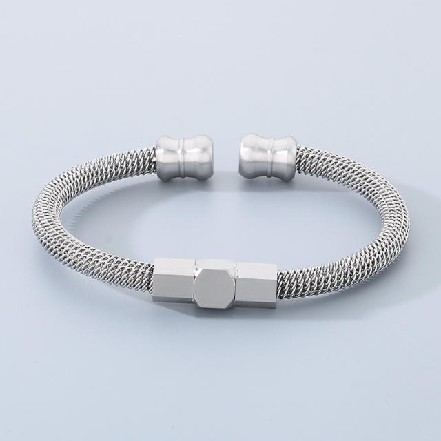 Stainless Steel Advanced Sense Steel Wire Cable Bangle Bracelet Engraving DIY Jewelry