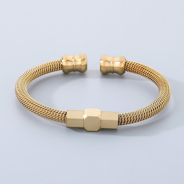 Stainless Steel Advanced Sense Steel Wire Cable Bangle Bracelet Engraving DIY Jewelry