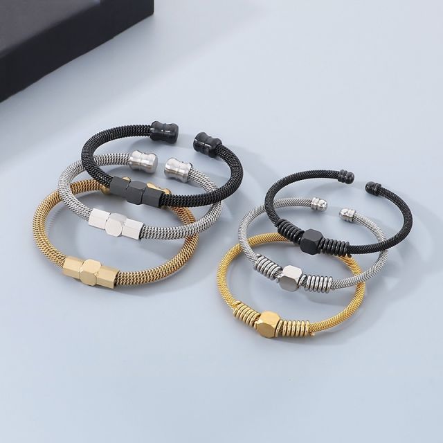 Stainless Steel Advanced Sense Steel Wire Cable Bangle Bracelet Engraving DIY Jewelry