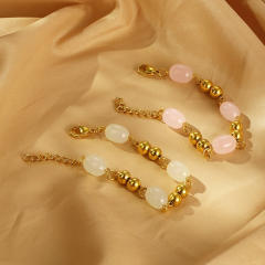 Fashion Golden Beaded mix resin bead stainless steel Bracelet