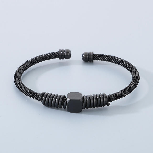 Stainless Steel Advanced Sense Steel Wire Cable Bangle Bracelet Engraving DIY Jewelry