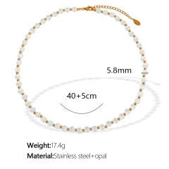 Colorful opal stone bead stainless steel bracelet