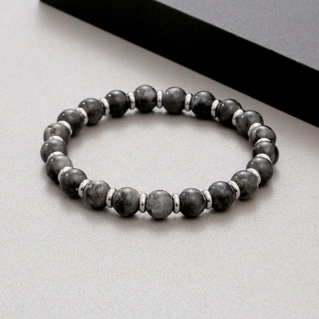 Natural stone geometric beaded bracelet 8mm tiger eye stainless steel beaded bracelet for men women