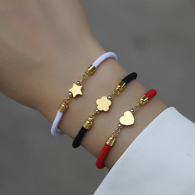 Colorful stainless steel love star five-leaf flower accessories Milan line bracelet