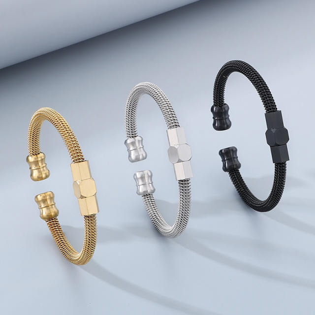 Stainless Steel Advanced Sense Steel Wire Cable Bangle Bracelet Engraving DIY Jewelry