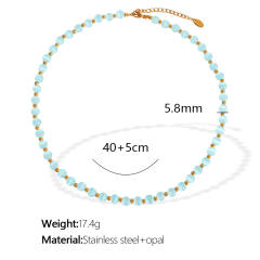Colorful opal stone bead stainless steel bracelet