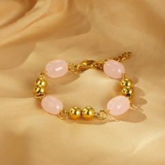 Fashion Golden Beaded mix resin bead stainless steel Bracelet