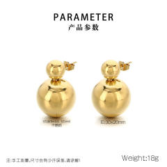 18KG hollow ball bead stainless steel earrings