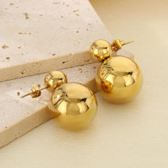 18KG hollow ball bead stainless steel earrings