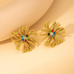 18KG shell seahorse flower shape stainless steel earrings