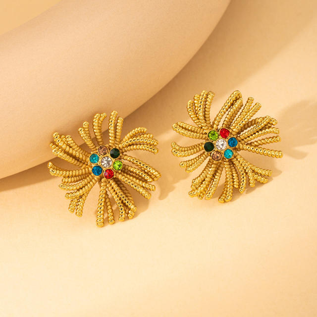 18KG shell seahorse flower shape stainless steel earrings