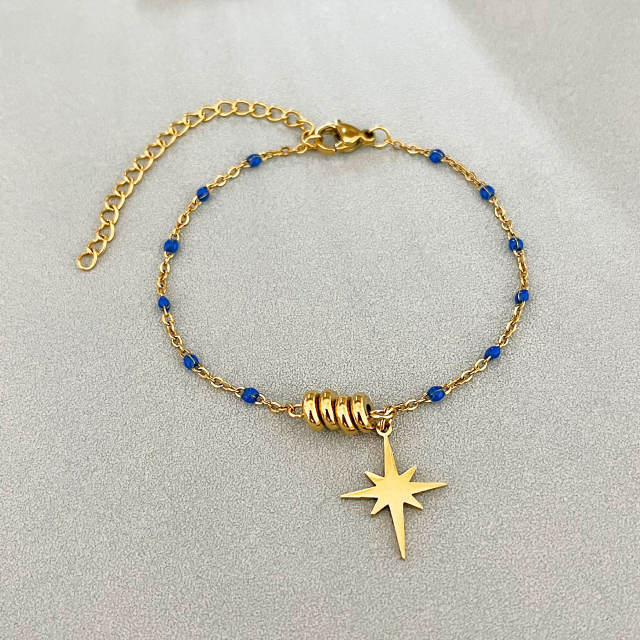 Simple Star Pendant Bracelet All-match Color enamel Rice Beads bracelet for Women